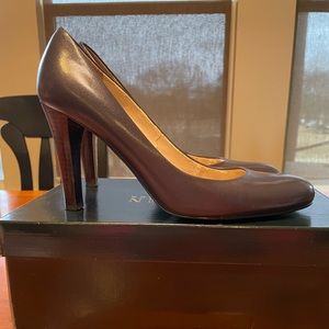 Ralph Lauren Zabrina Navy Kidskin pumps.  Stacked heels.  Size 7.5B